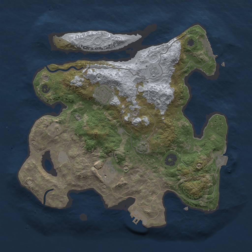 Rust Map: Procedural Map, Size: 3000, Seed: 1674648941, 10 Monuments