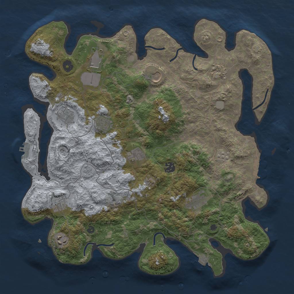 Rust Map: Procedural Map, Size: 4000, Seed: 249861203, 19 Monuments