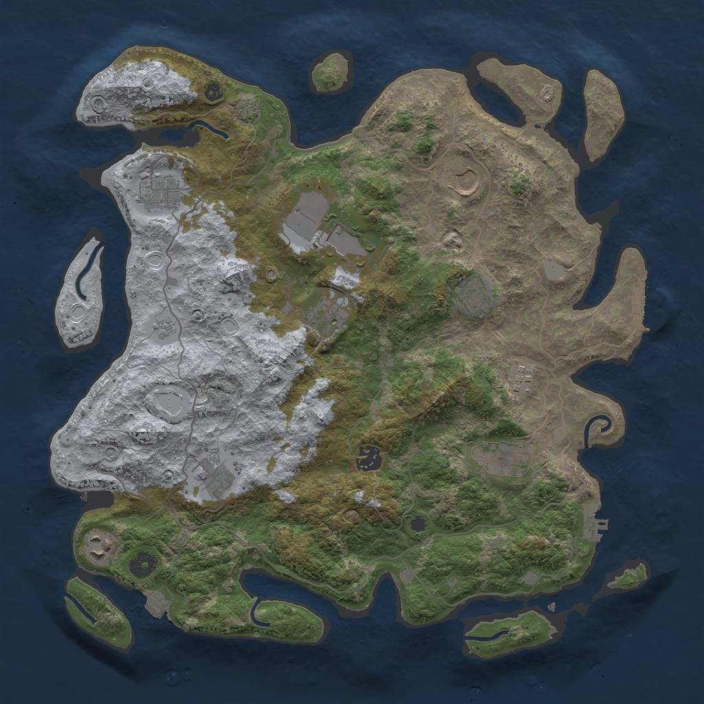 Rust Map: Procedural Map, Size: 4000, Seed: 67985, 18 Monuments