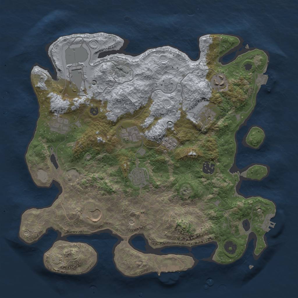 Rust Map: Procedural Map, Size: 3500, Seed: 723207383, 17 Monuments
