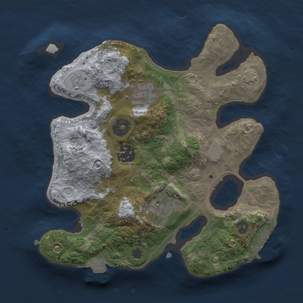Rust Map: Procedural Map, Size: 2500, Seed: 1222267887, 10 Monuments