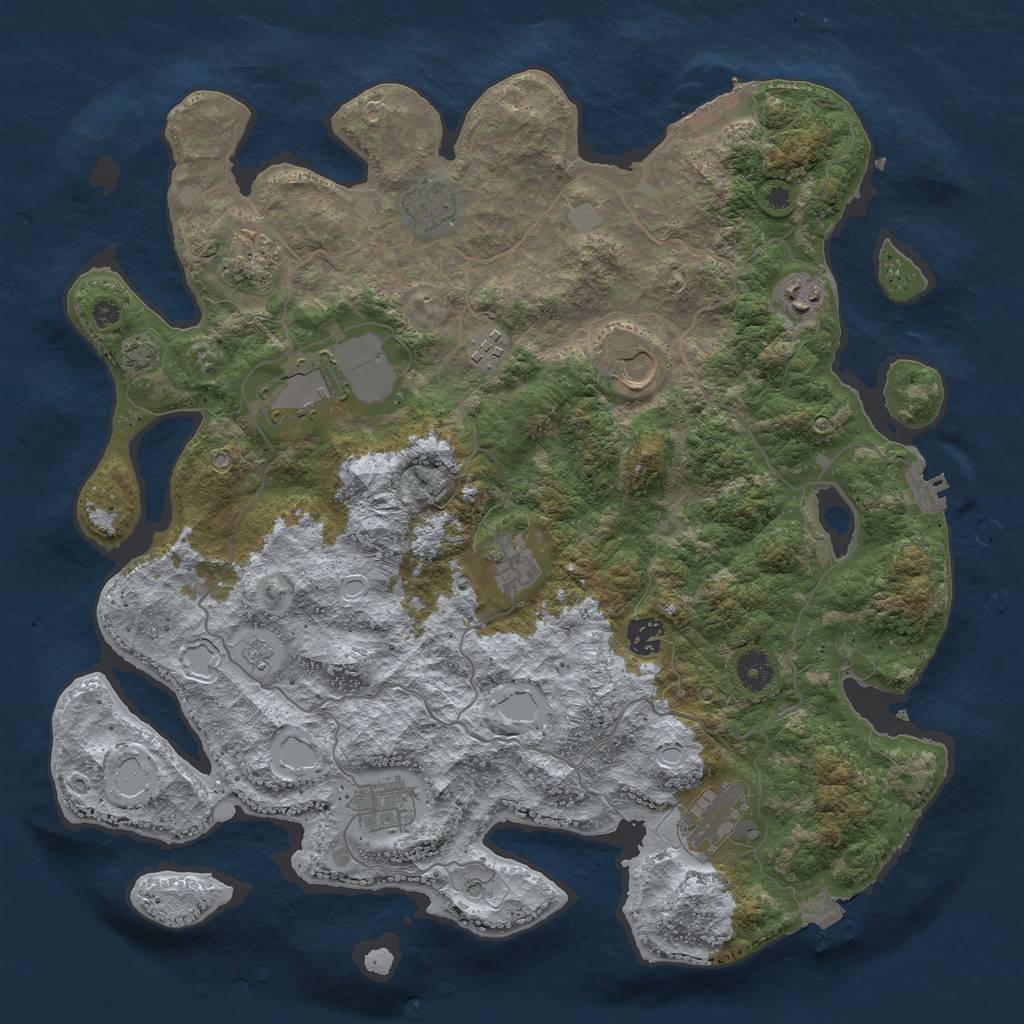 Rust Map: Procedural Map, Size: 4000, Seed: 14382094, 18 Monuments