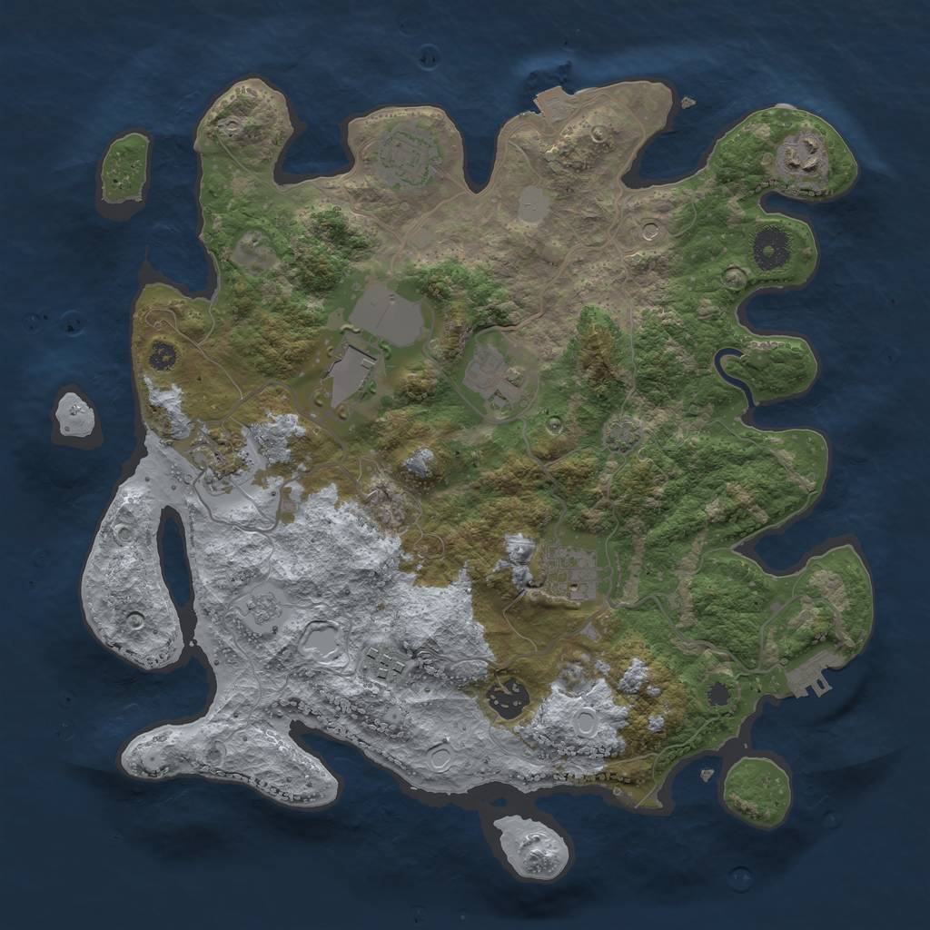 Rust Map: Procedural Map, Size: 3500, Seed: 215869, 15 Monuments