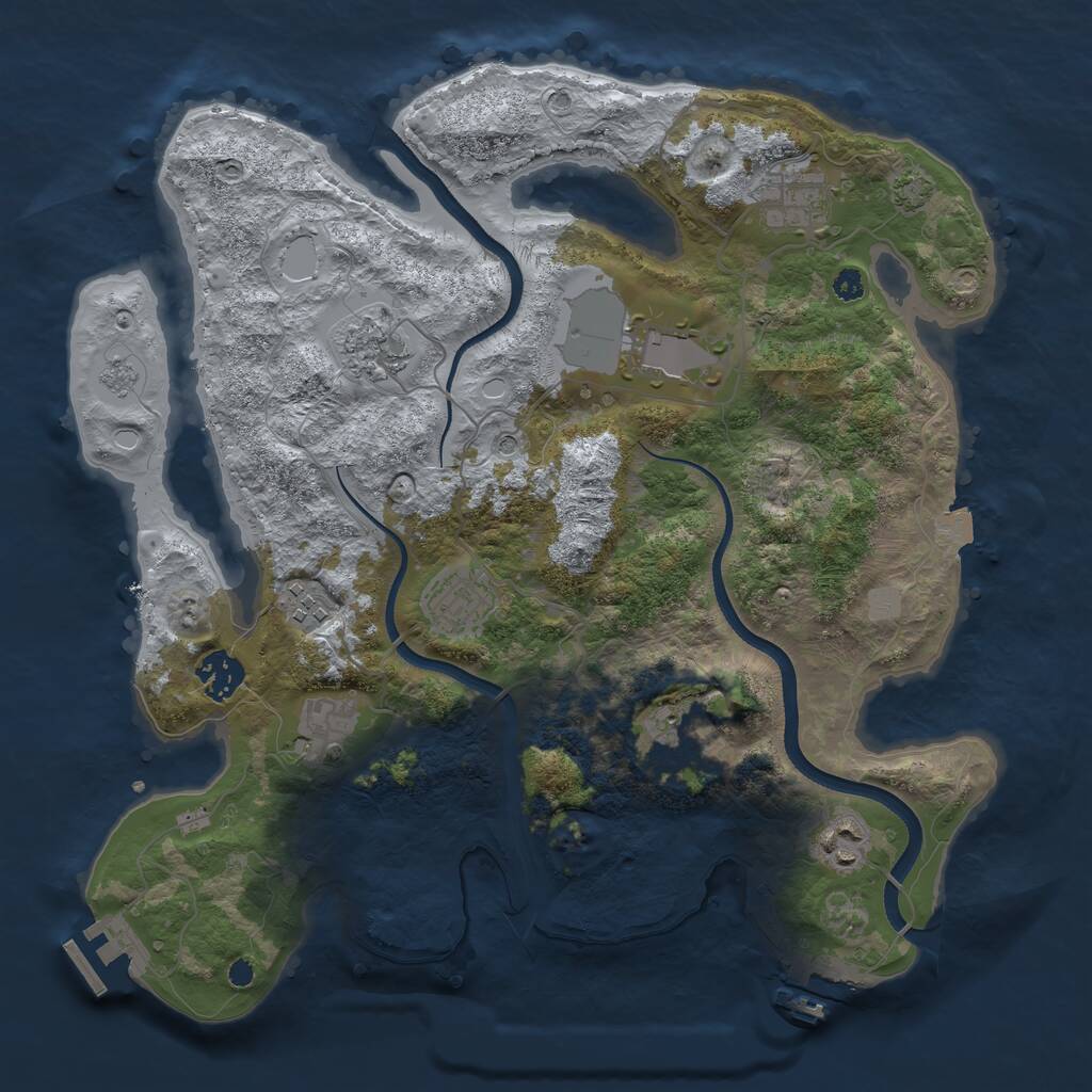 Rust Map: Procedural Map, Size: 3500, Seed: 786720023, 15 Monuments