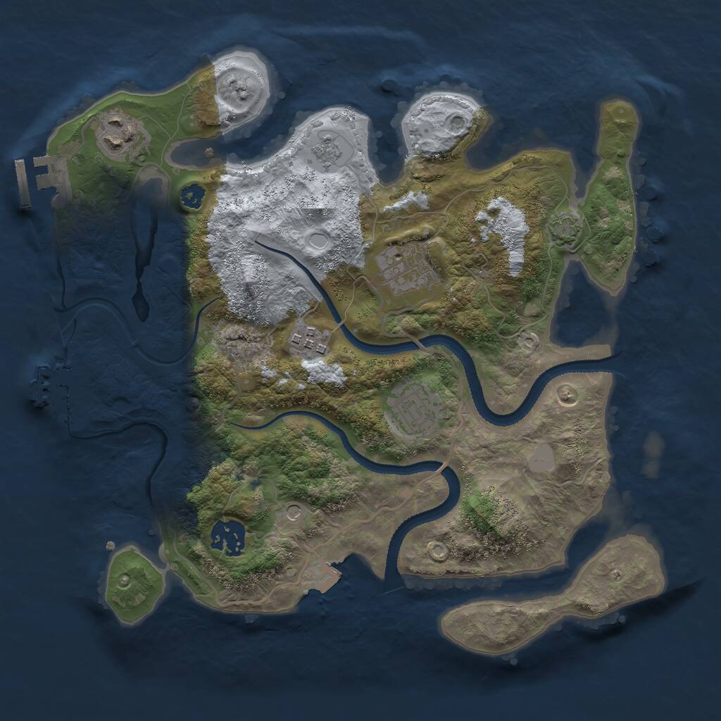 Rust Map: Procedural Map, Size: 3000, Seed: 1577215590, 11 Monuments
