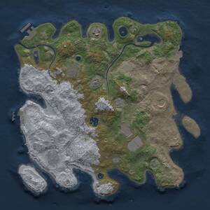 Thumbnail Rust Map: Procedural Map, Size: 3500, Seed: 1183343963, 13 Monuments