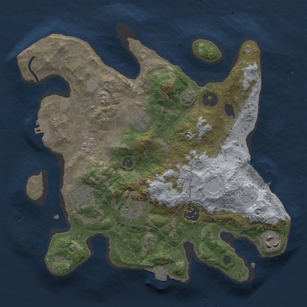 Rust Map: Procedural Map, Size: 3000, Seed: 24025, 14 Monuments