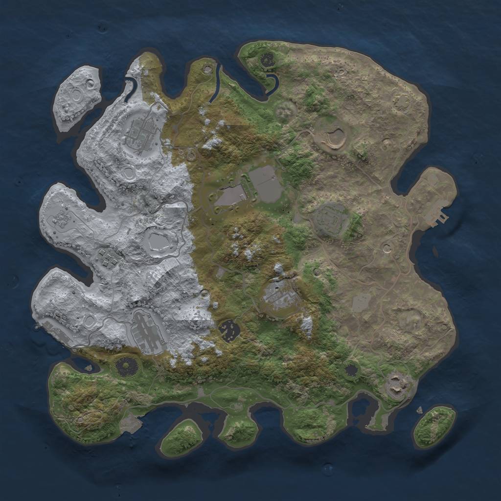 Rust Map: Procedural Map, Size: 3600, Seed: 81602139, 17 Monuments