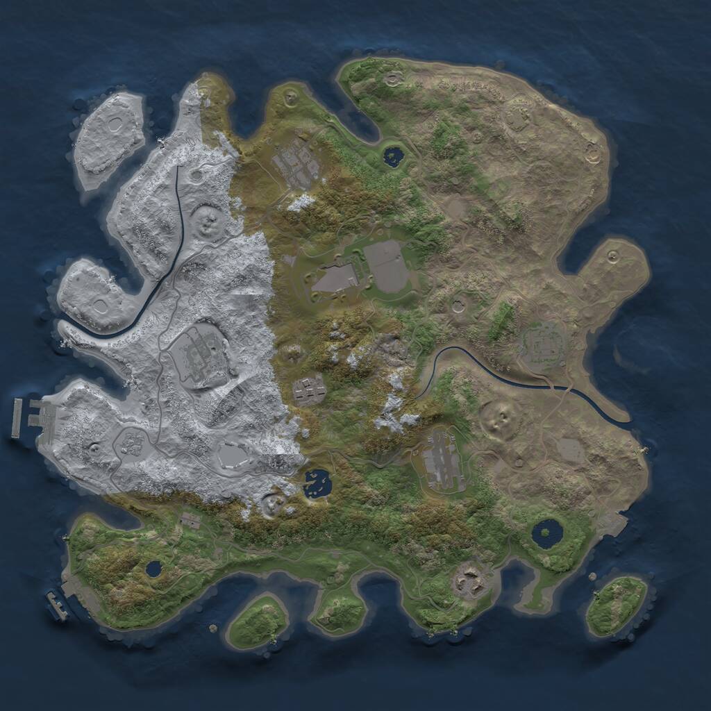Rust Map: Procedural Map, Size: 3600, Seed: 81602139, 14 Monuments
