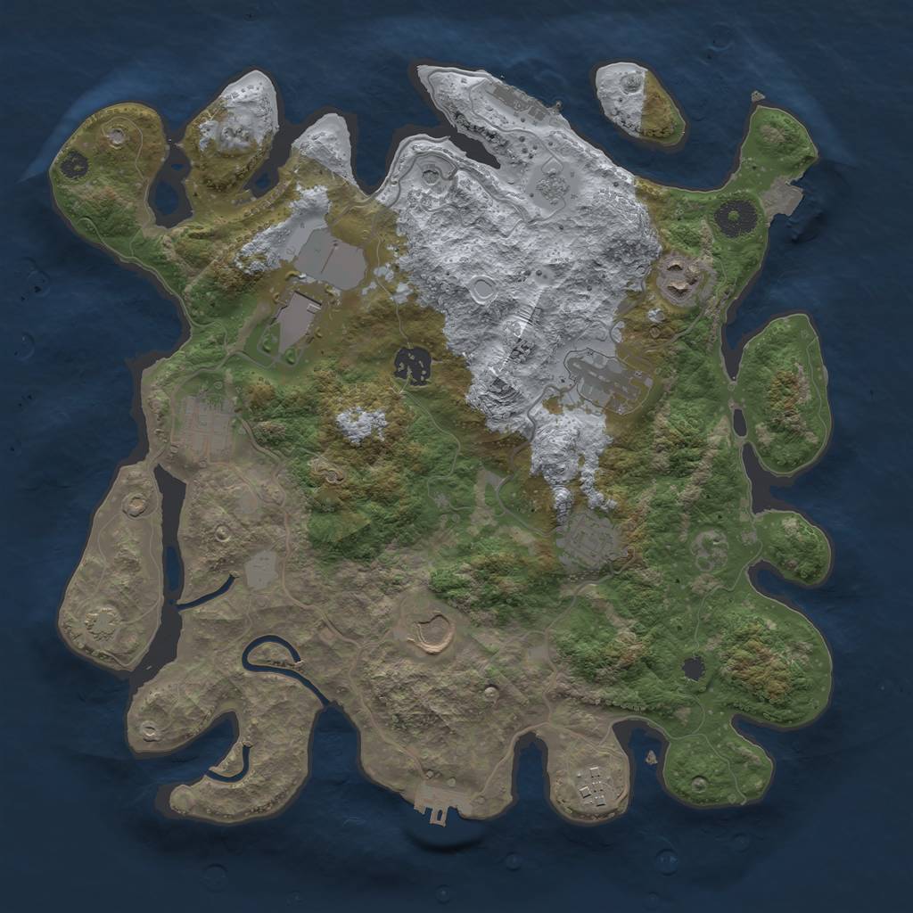 Rust Map: Procedural Map, Size: 3500, Seed: 13854615, 16 Monuments