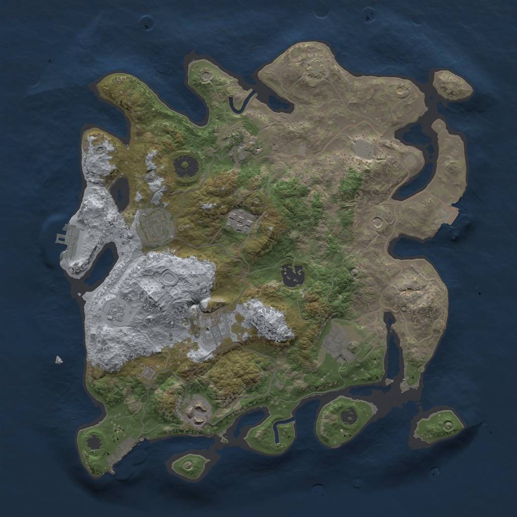Rust Map: Procedural Map, Size: 3250, Seed: 7124938, 15 Monuments