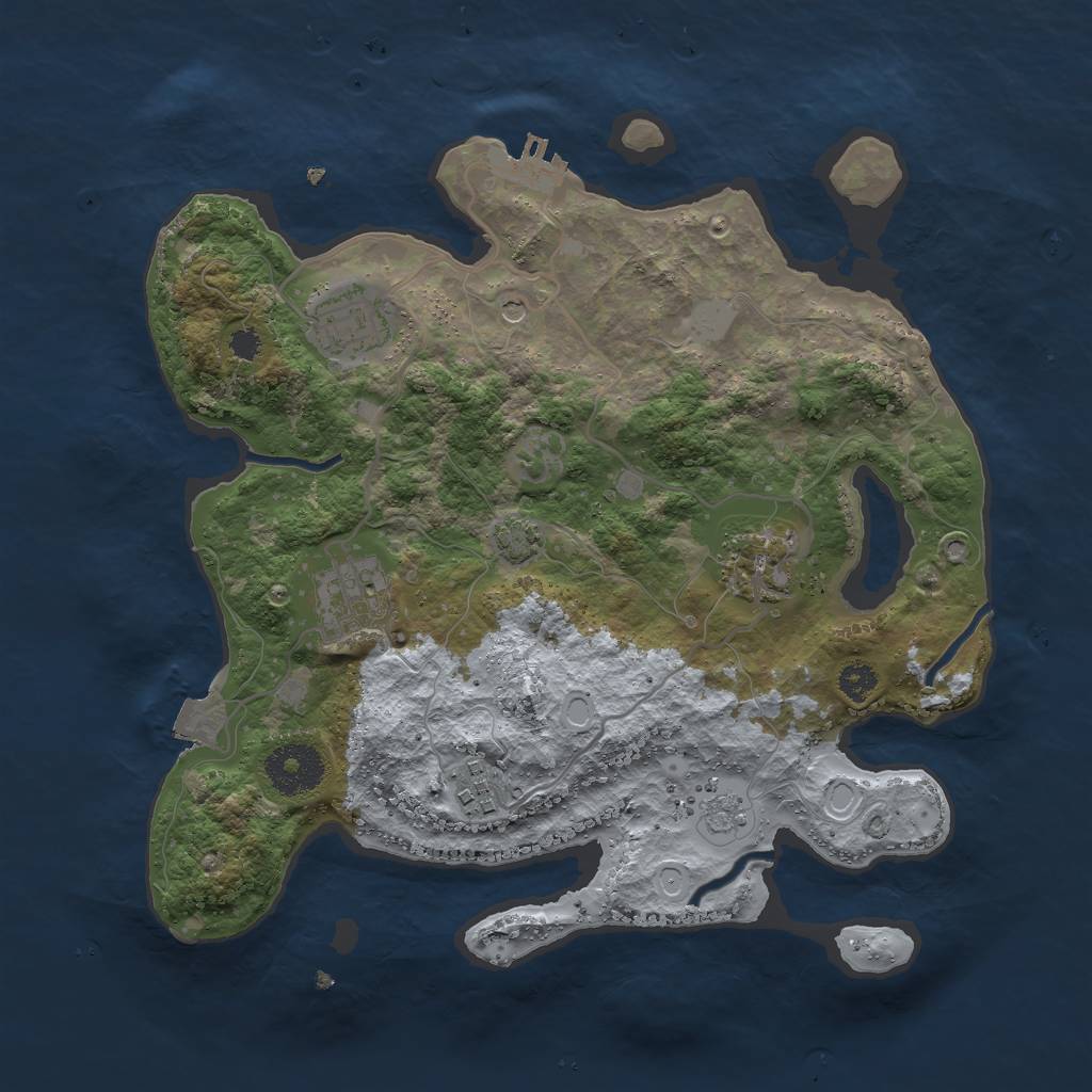 Rust Map: Procedural Map, Size: 3000, Seed: 27597, 11 Monuments