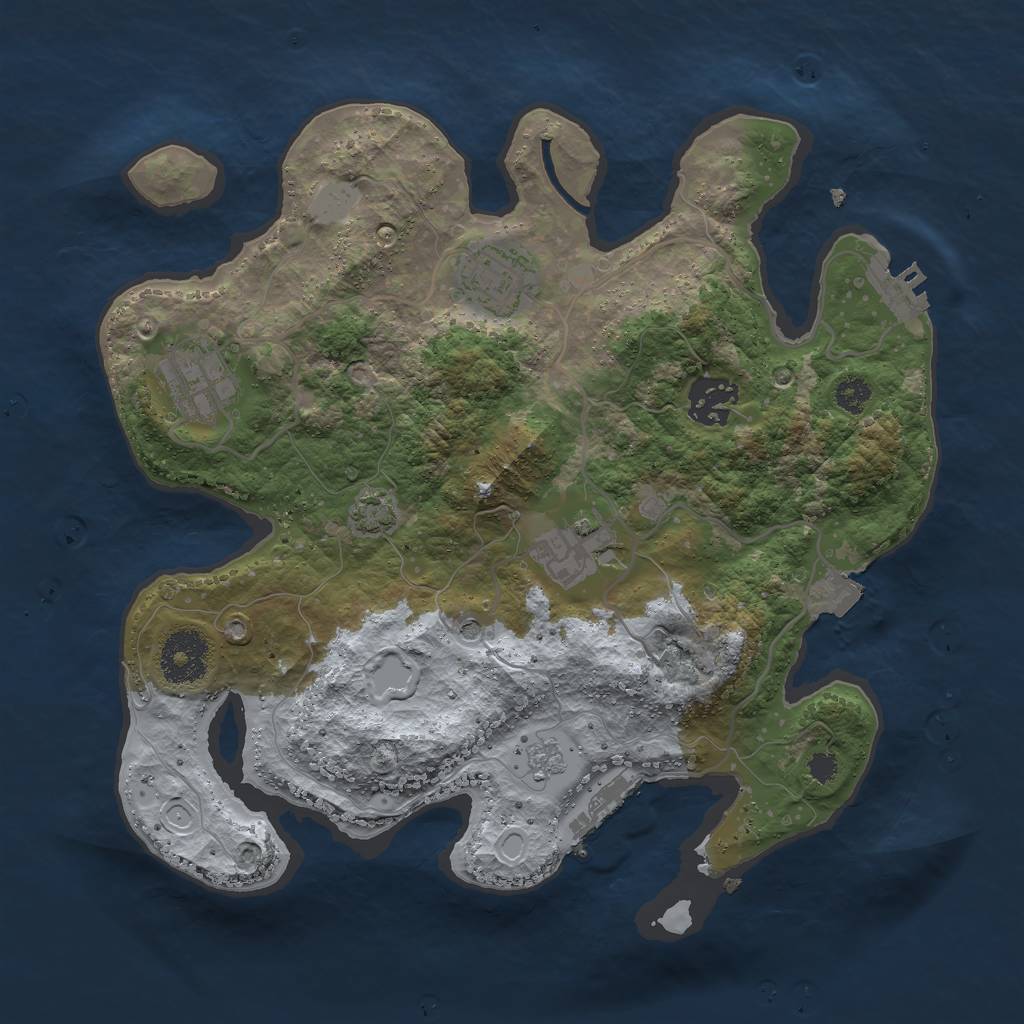 Rust Map: Procedural Map, Size: 3000, Seed: 1206326796, 12 Monuments