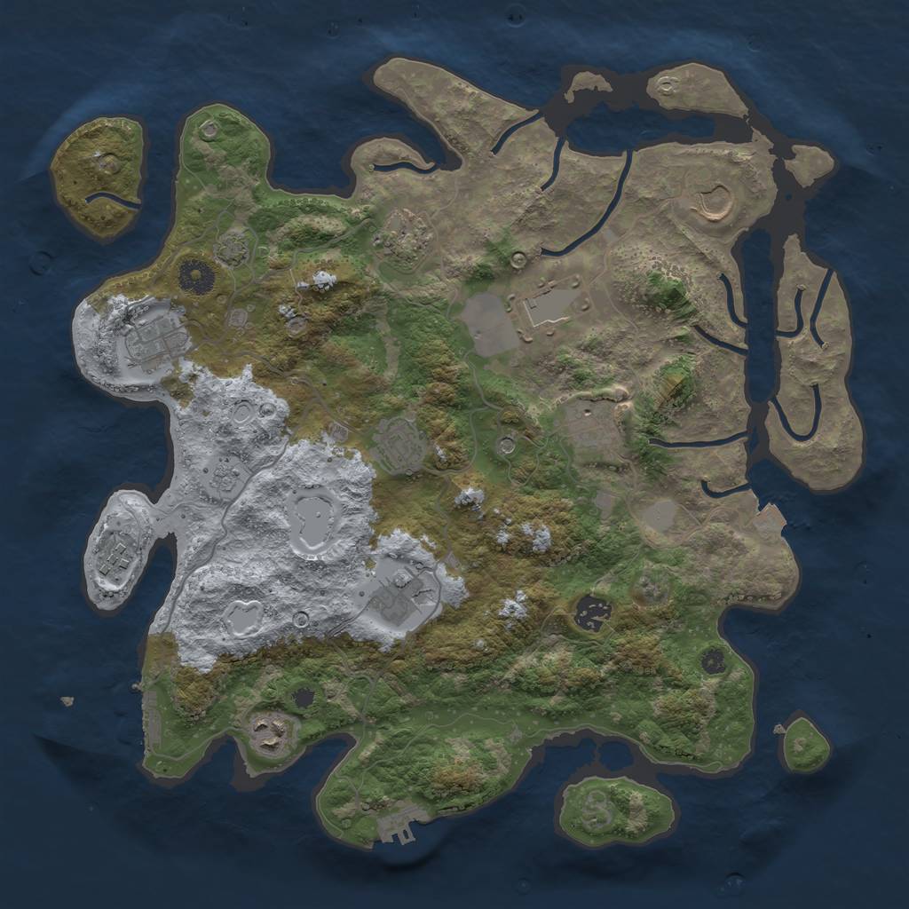 Rust Map: Procedural Map, Size: 3800, Seed: 4171260, 18 Monuments