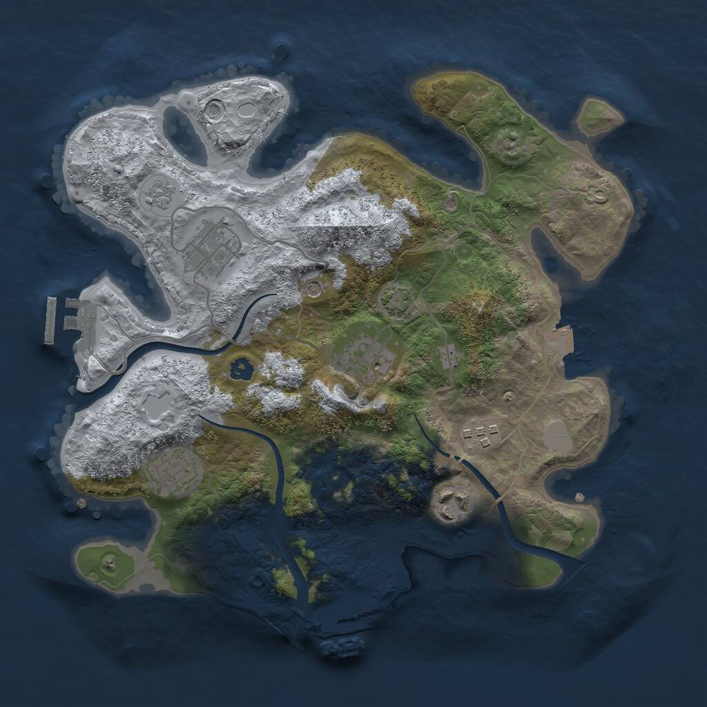 Rust Map: Procedural Map, Size: 3000, Seed: 384792210, 11 Monuments