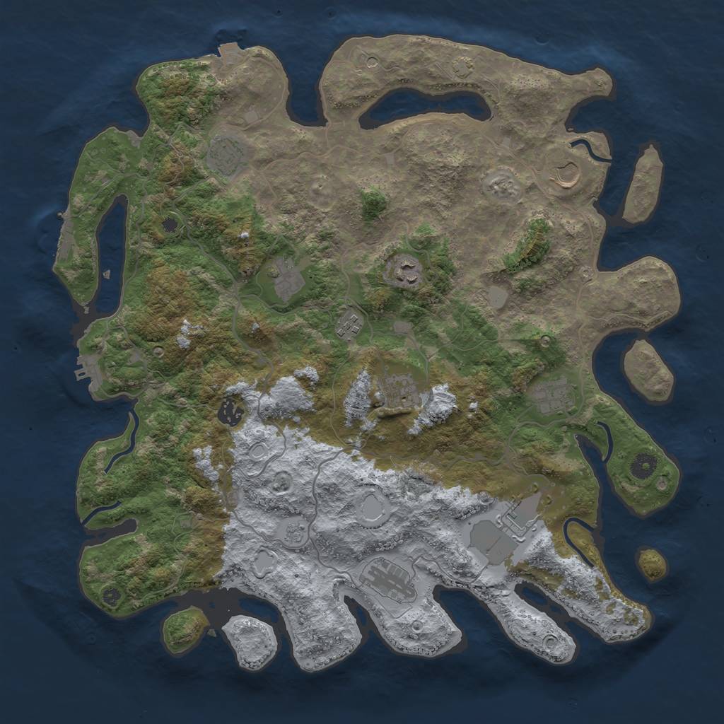 Rust Map: Procedural Map, Size: 4200, Seed: 1232158616, 18 Monuments