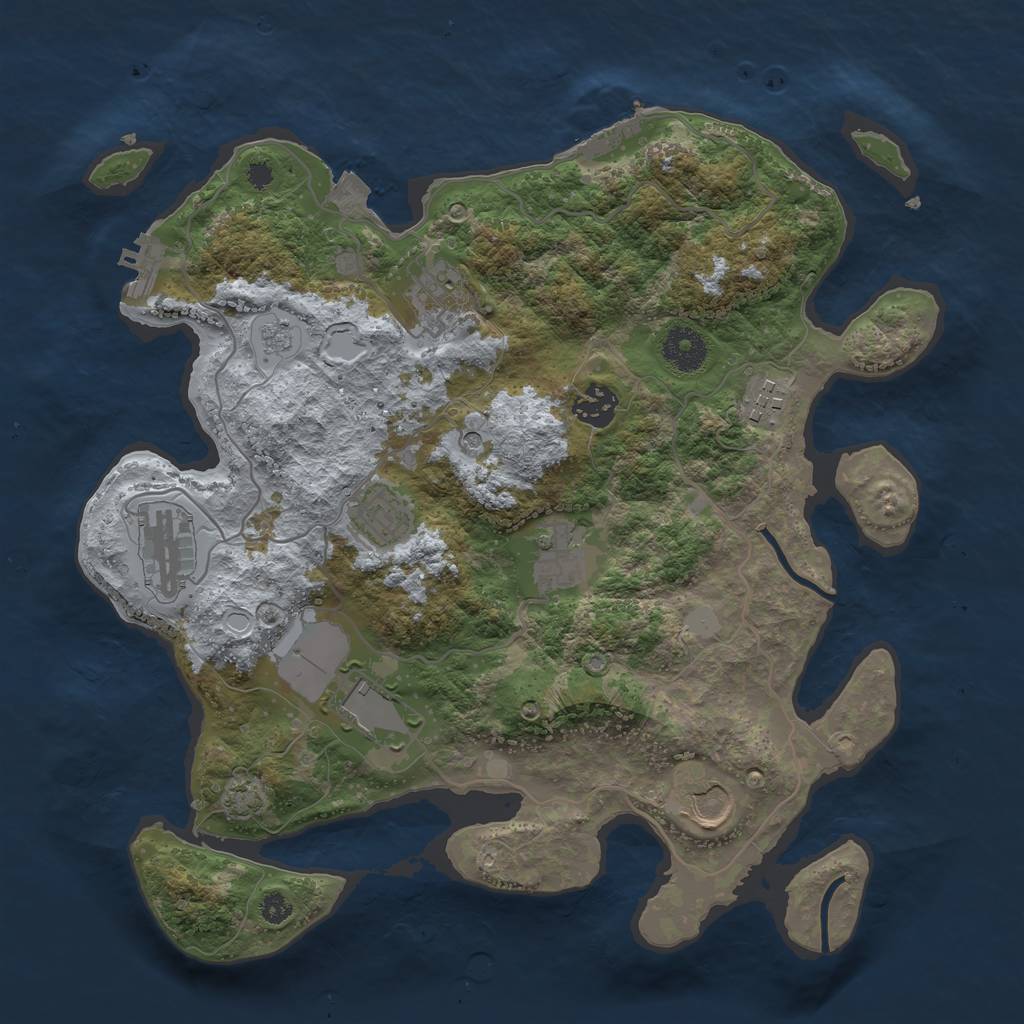 Rust Map: Procedural Map, Size: 3500, Seed: 669999316, 16 Monuments