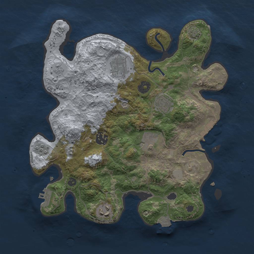 Rust Map: Procedural Map, Size: 3000, Seed: 24337, 14 Monuments