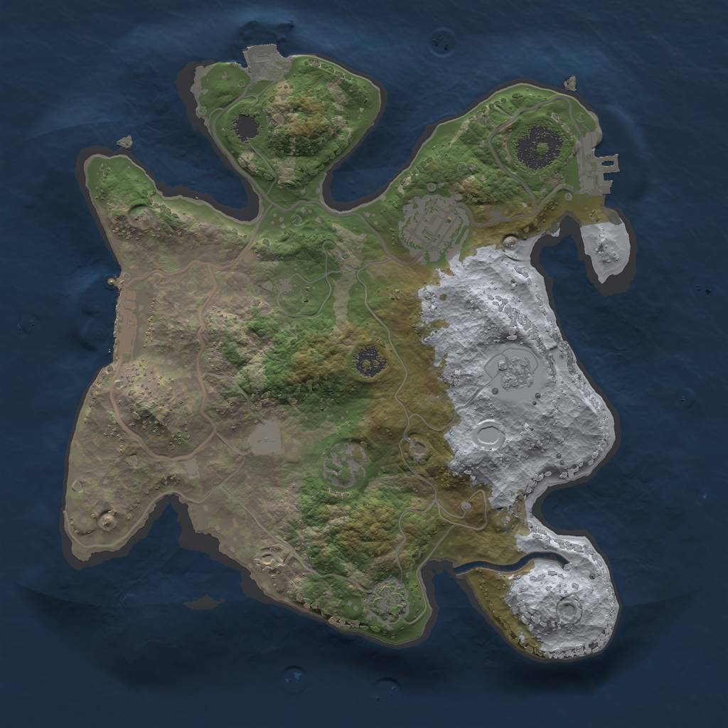 Rust Map: Procedural Map, Size: 2500, Seed: 31332918, 8 Monuments