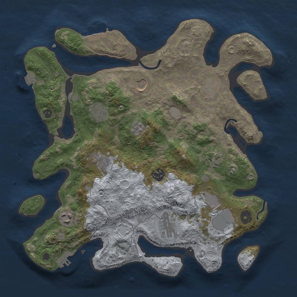 Rust Map: Procedural Map, Size: 3500, Seed: 1219135910, 17 Monuments