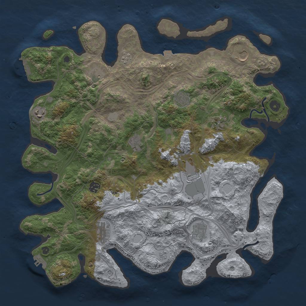 Rust Map: Procedural Map, Size: 4250, Seed: 707059666, 19 Monuments