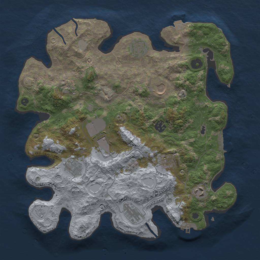 Rust Map: Procedural Map, Size: 3500, Seed: 1532073189, 18 Monuments