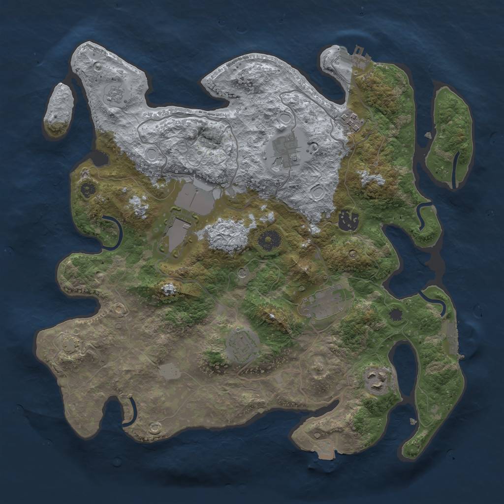 Rust Map: Procedural Map, Size: 3500, Seed: 888208327, 15 Monuments