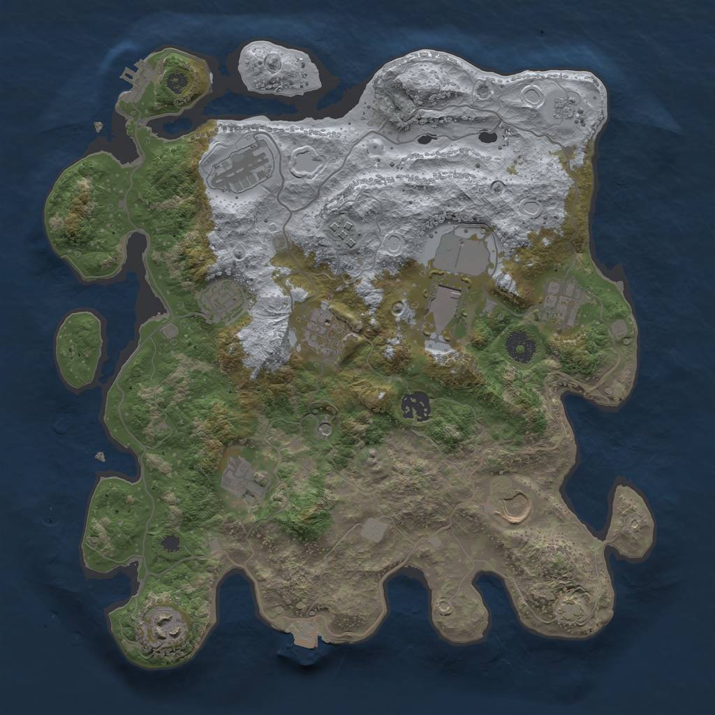 Rust Map: Procedural Map, Size: 3500, Seed: 1199583407, 17 Monuments