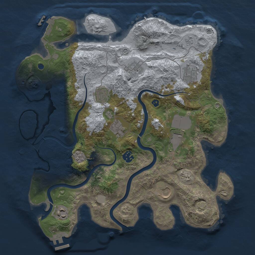 Rust Map: Procedural Map, Size: 3500, Seed: 1199583407, 15 Monuments