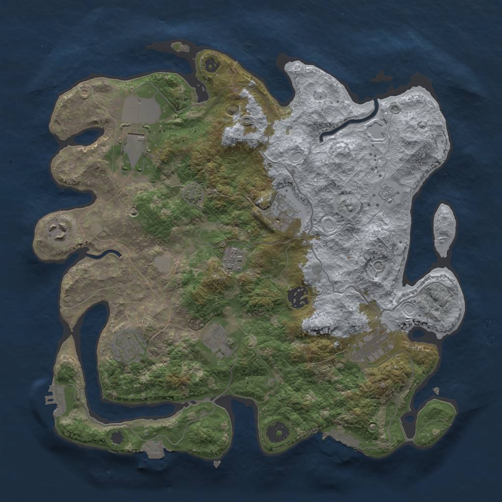 Rust Map: Procedural Map, Size: 3500, Seed: 1880262326, 16 Monuments