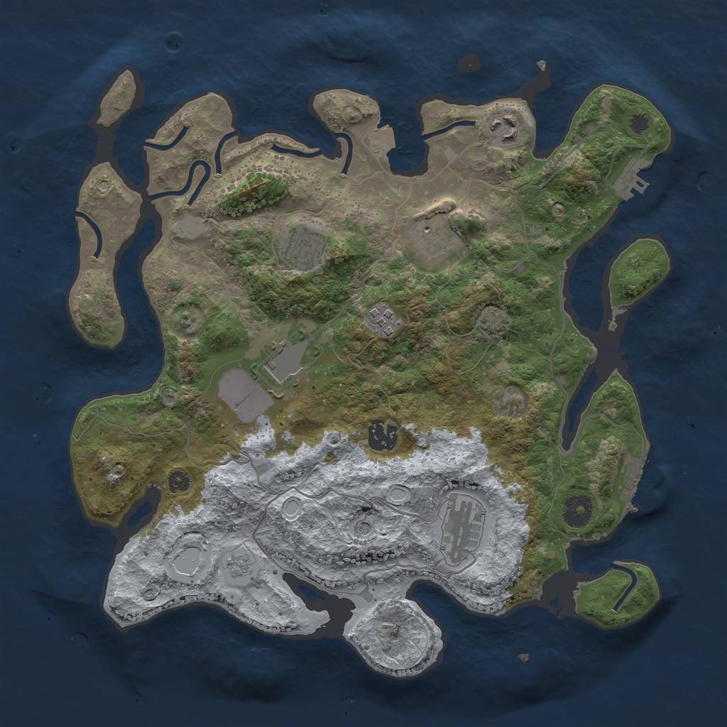 Rust Map: Procedural Map, Size: 3500, Seed: 977766340, 15 Monuments