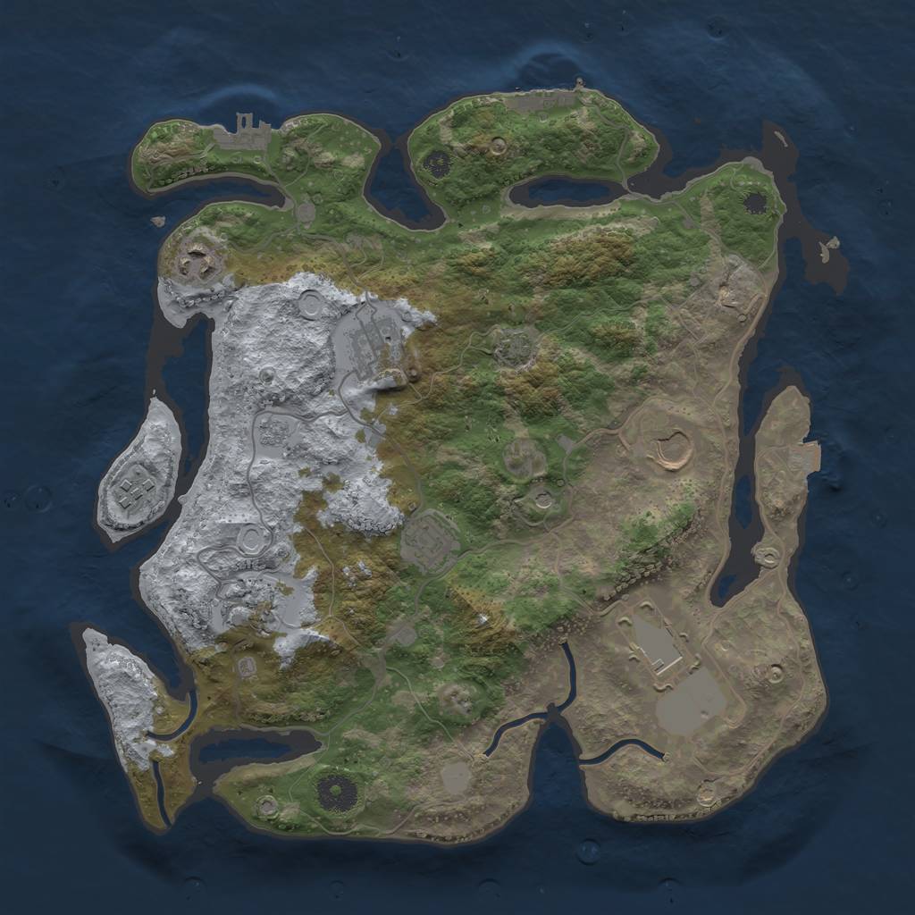 Rust Map: Procedural Map, Size: 3500, Seed: 336719703, 15 Monuments