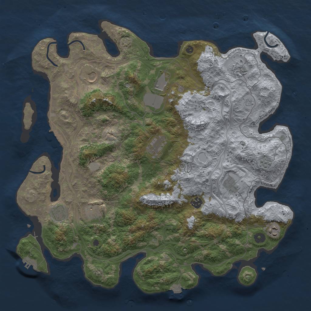 Rust Map: Procedural Map, Size: 4250, Seed: 1324691487, 18 Monuments