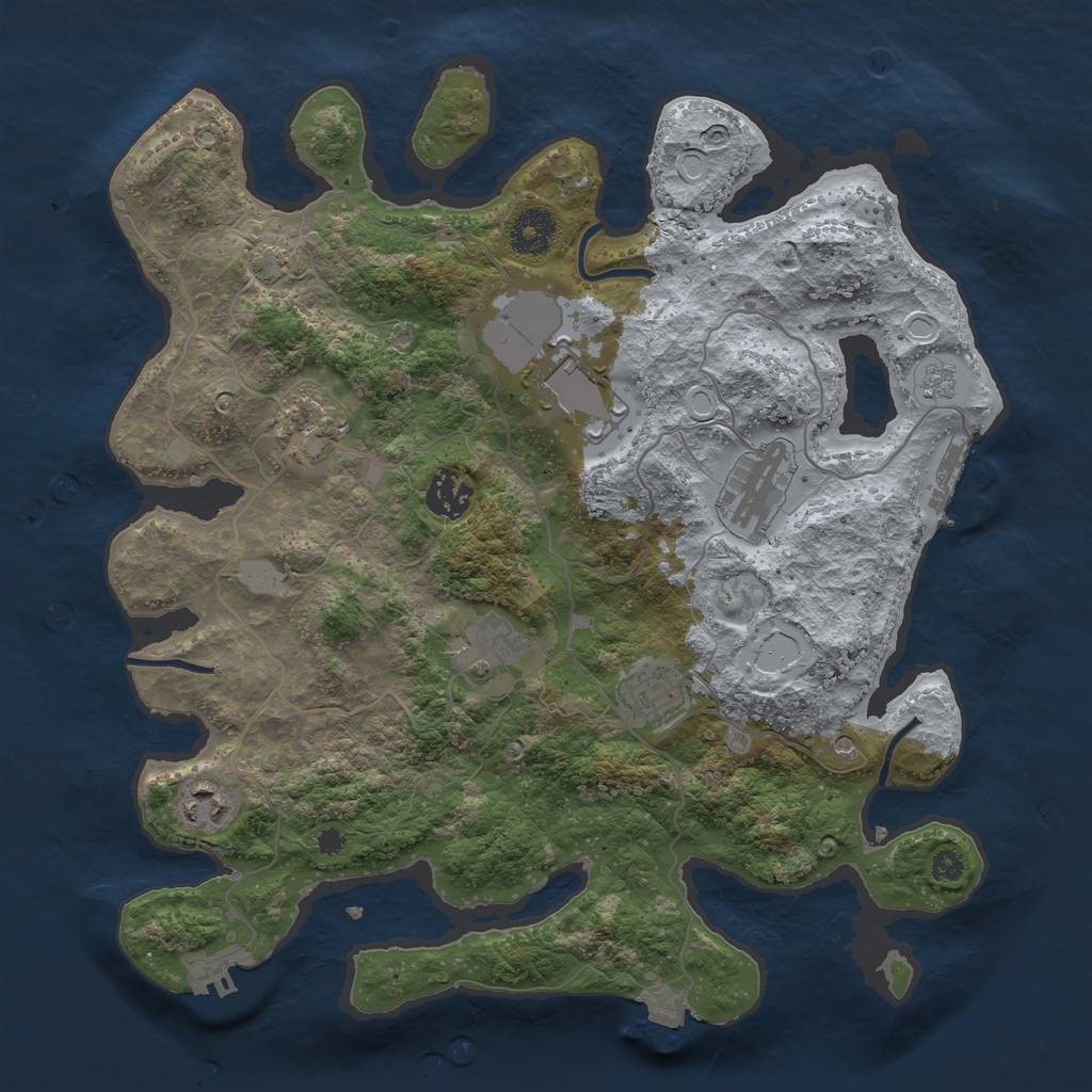 Rust Map: Procedural Map, Size: 3500, Seed: 1980415952, 15 Monuments