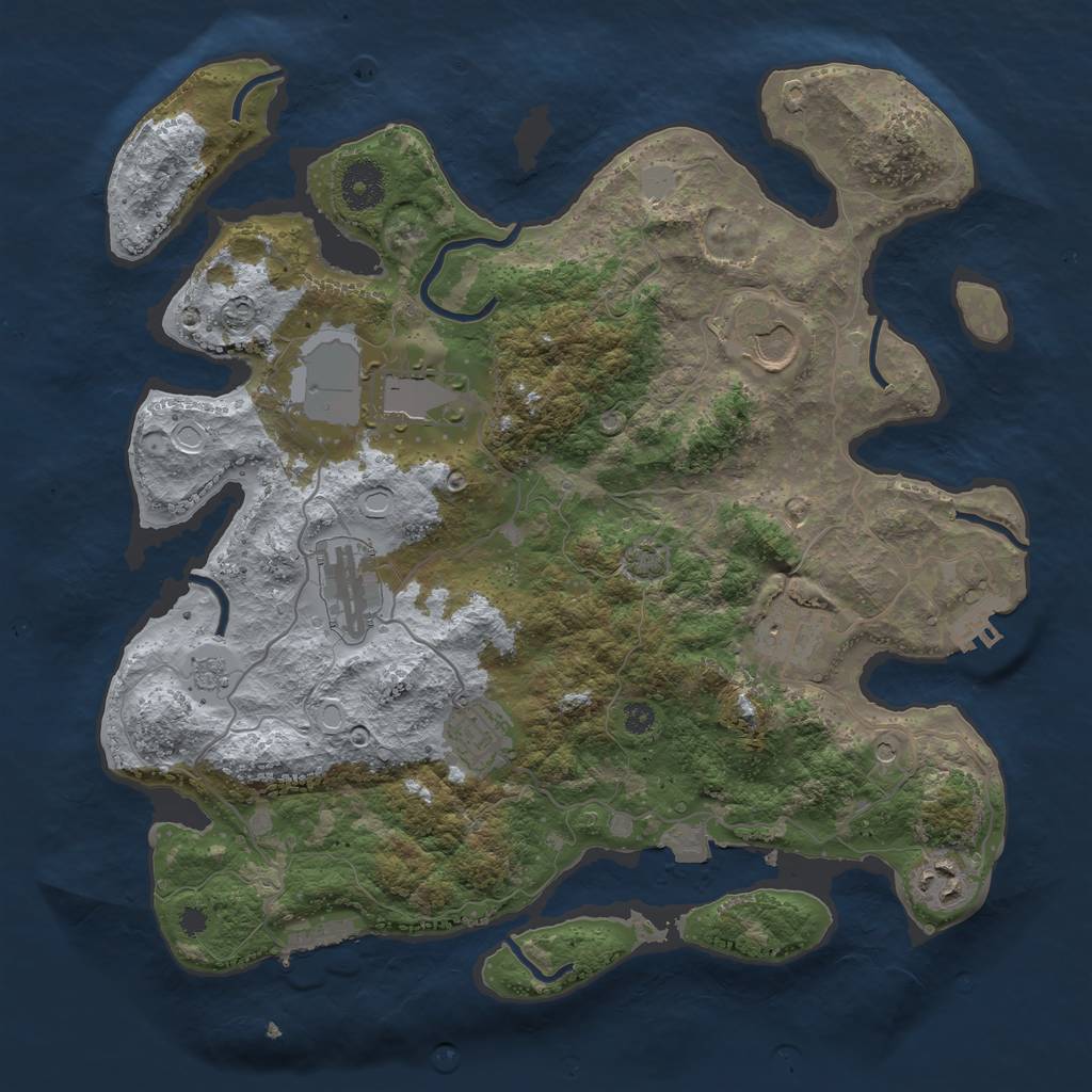 Rust Map: Procedural Map, Size: 3500, Seed: 367832010, 14 Monuments