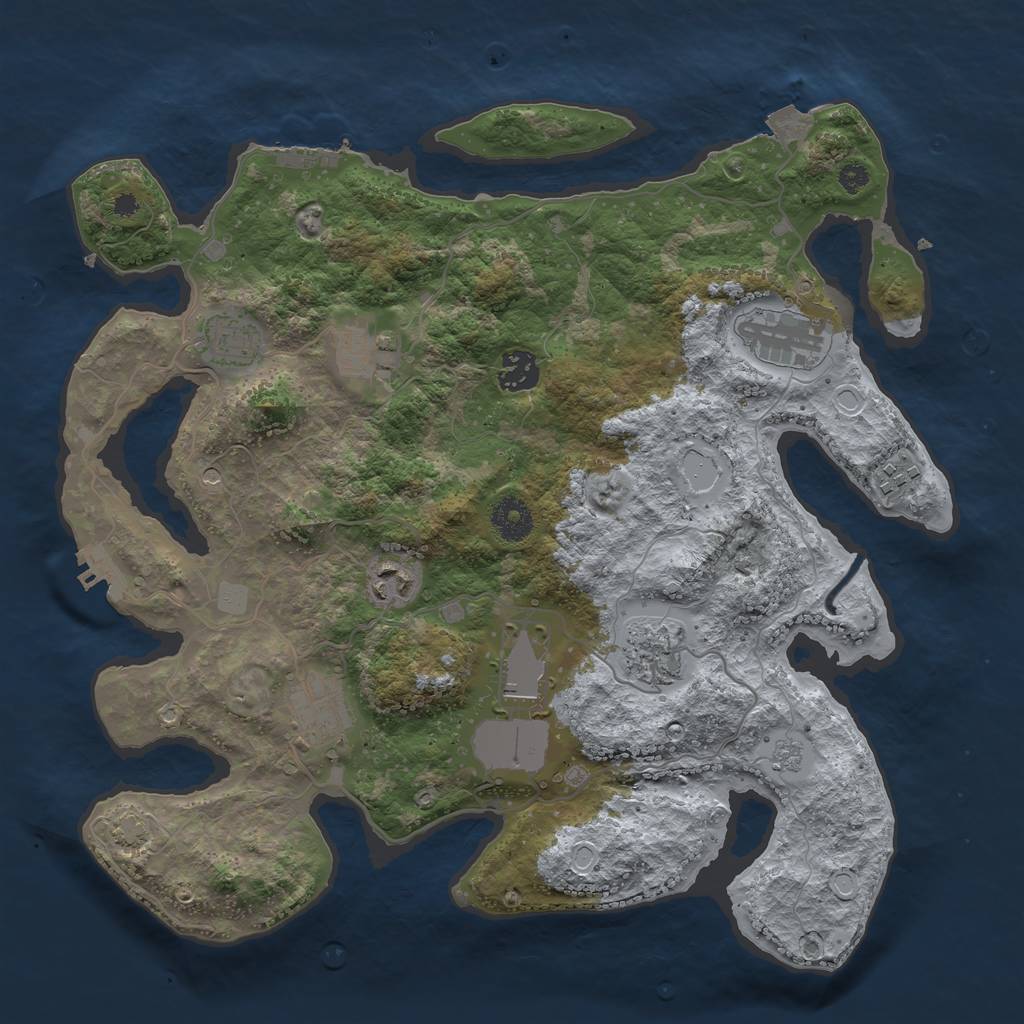 Rust Map: Procedural Map, Size: 3600, Seed: 576513429, 17 Monuments