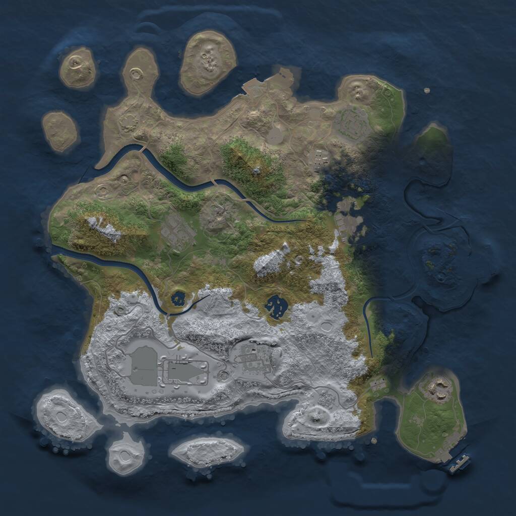 Rust Map: Procedural Map, Size: 3500, Seed: 79883, 14 Monuments
