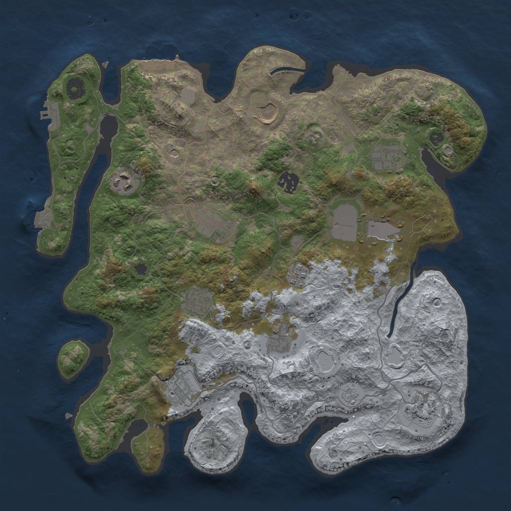 Rust Map: Procedural Map, Size: 3700, Seed: 1807006072, 19 Monuments