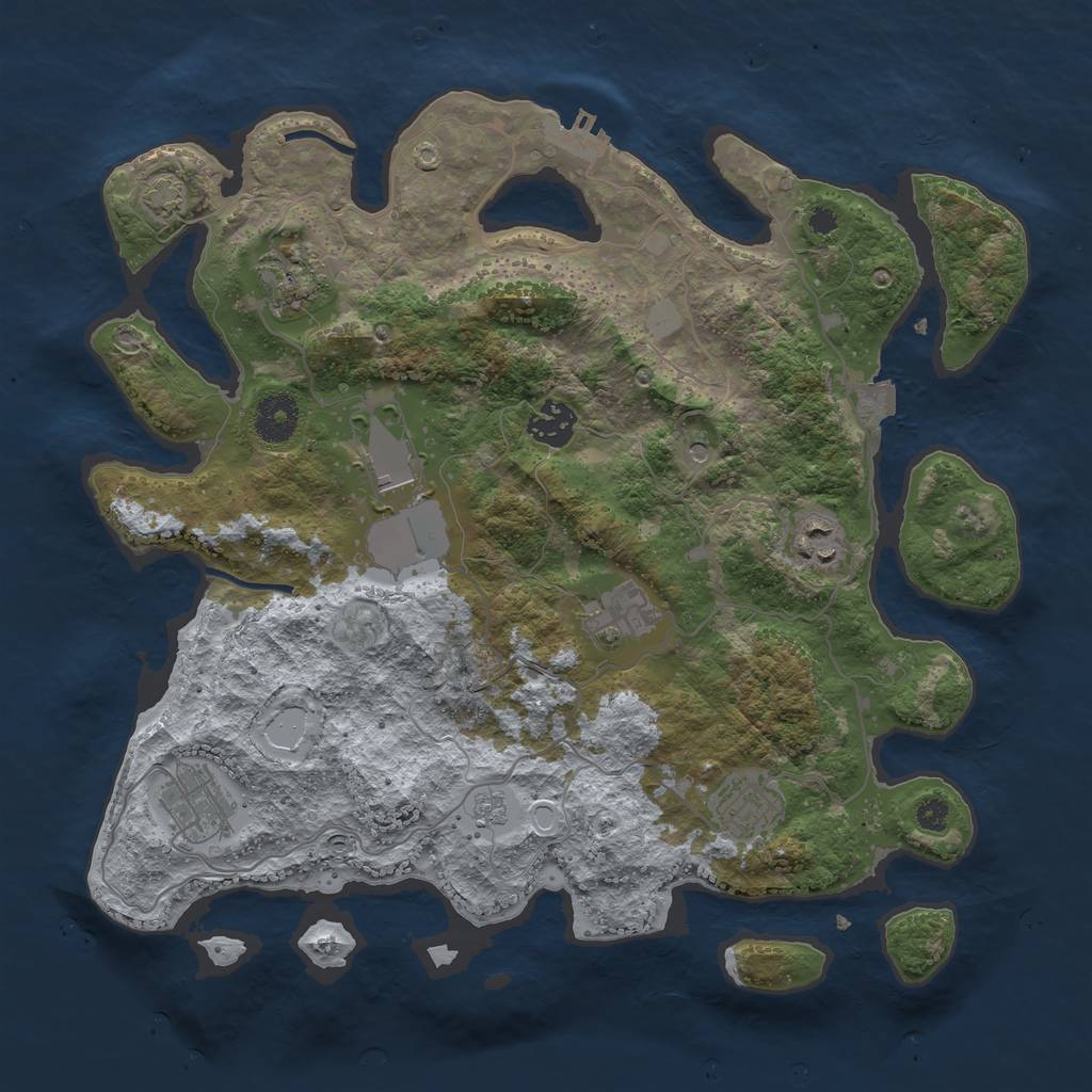 Rust Map: Procedural Map, Size: 3500, Seed: 2073800667, 14 Monuments