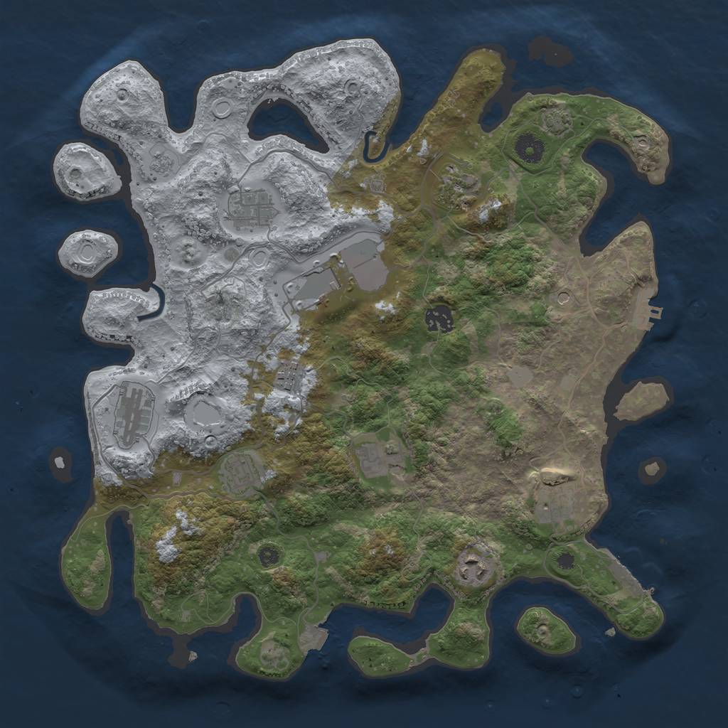 Rust Map: Procedural Map, Size: 3750, Seed: 163892162, 18 Monuments