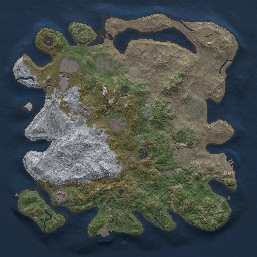Rust Map: Procedural Map, Size: 3750, Seed: 41879548, 17 Monuments