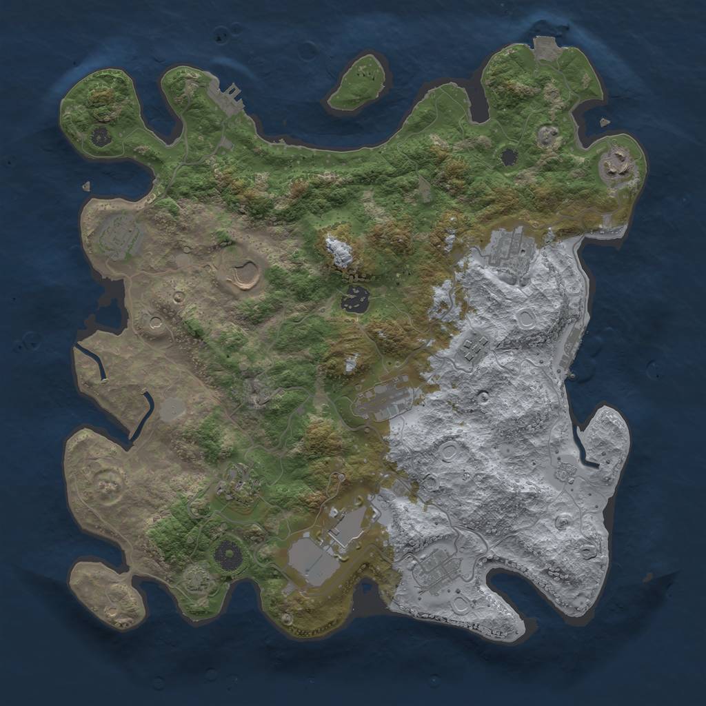 Rust Map: Procedural Map, Size: 3700, Seed: 1341029276, 18 Monuments