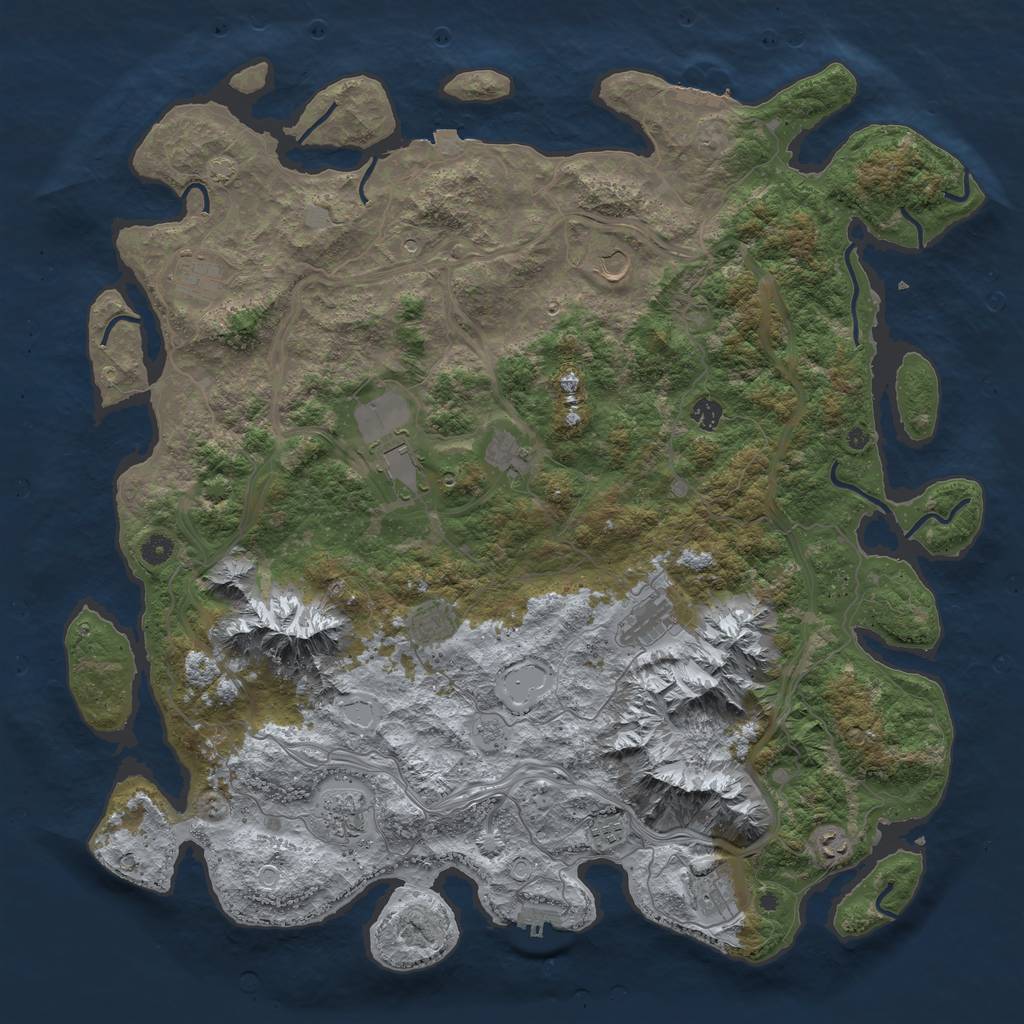 Rust Map: Procedural Map, Size: 5000, Seed: 74127, 19 Monuments