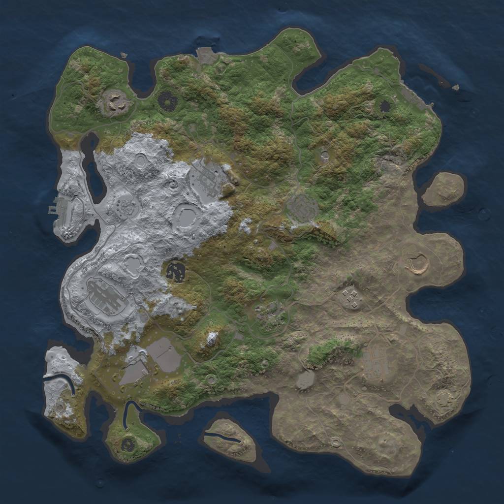 Rust Map: Procedural Map, Size: 3750, Seed: 974945407, 18 Monuments