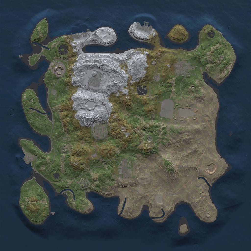 Rust Map: Procedural Map, Size: 3500, Seed: 1455786857, 15 Monuments