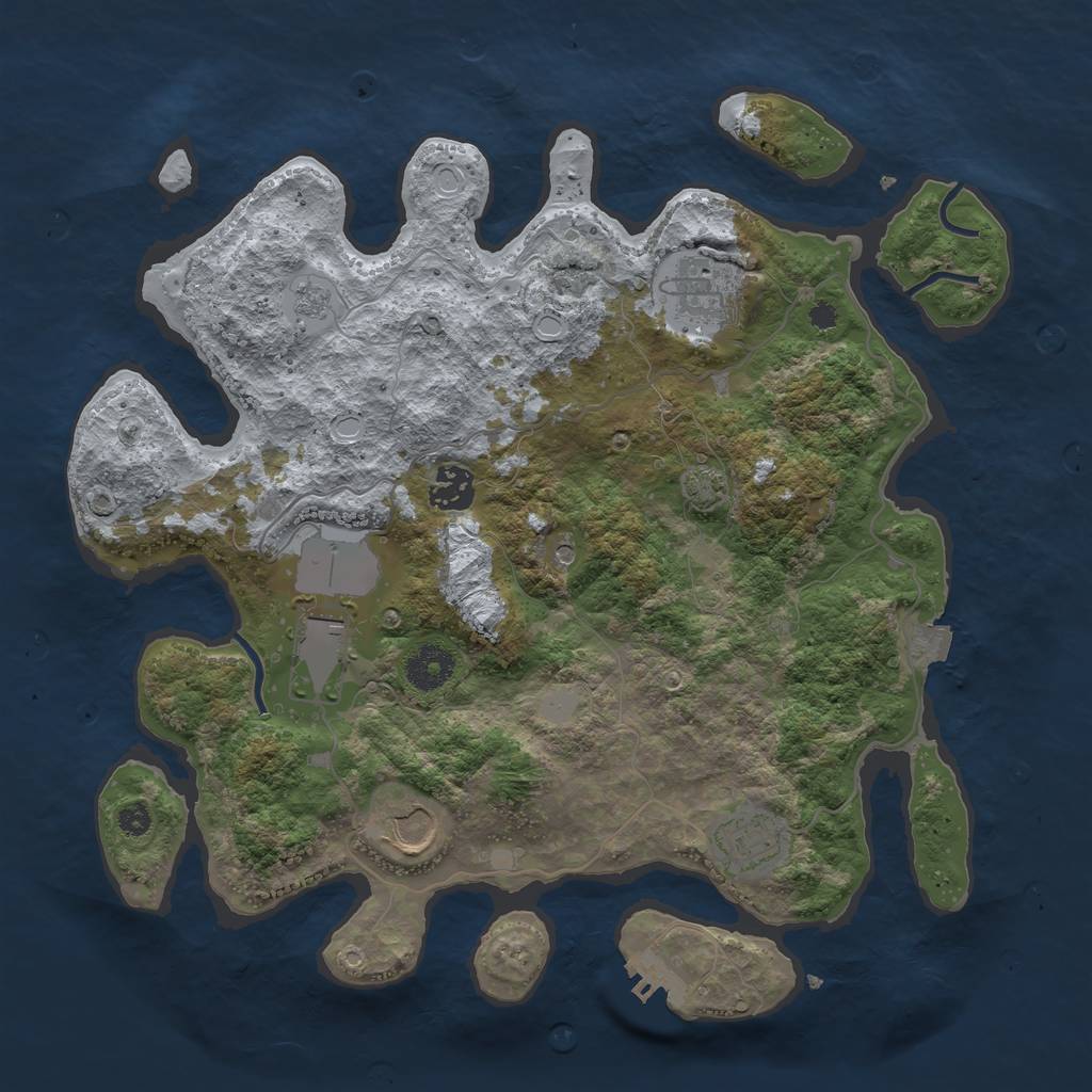 Rust Map: Procedural Map, Size: 3500, Seed: 587110084, 12 Monuments