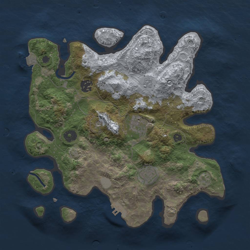 Rust Map: Procedural Map, Size: 3000, Seed: 1497613478, 10 Monuments