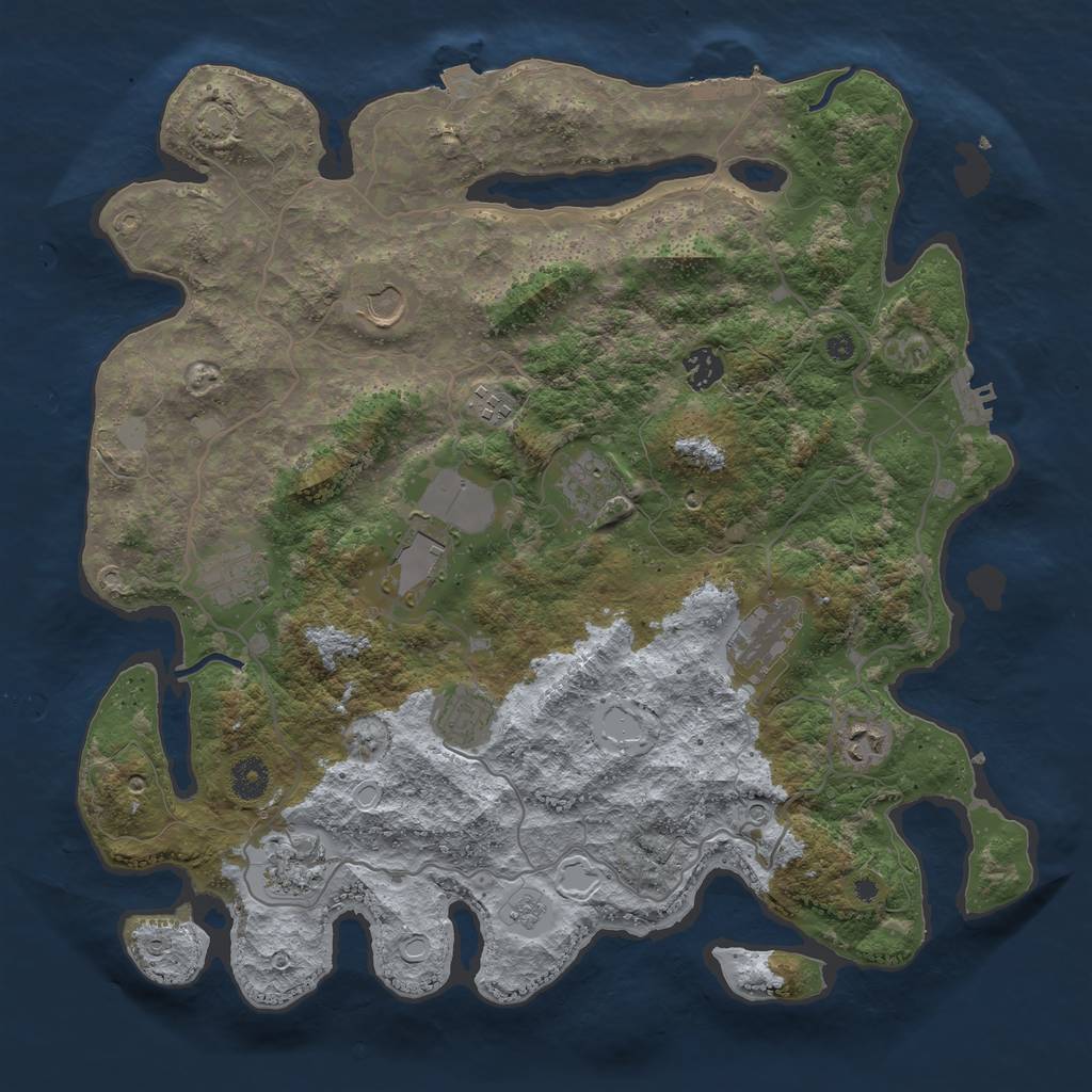 Rust Map: Procedural Map, Size: 4000, Seed: 910111786, 18 Monuments