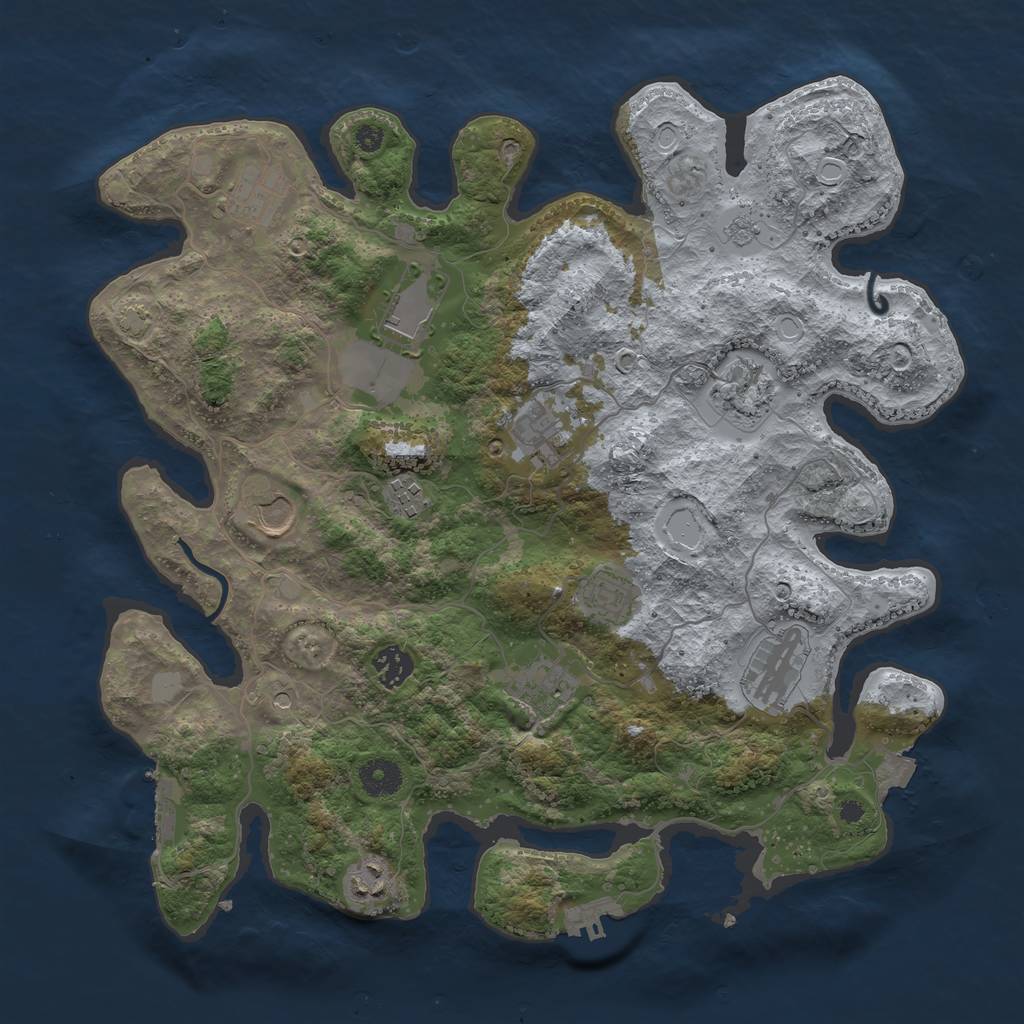 Rust Map: Procedural Map, Size: 3800, Seed: 23041061, 19 Monuments