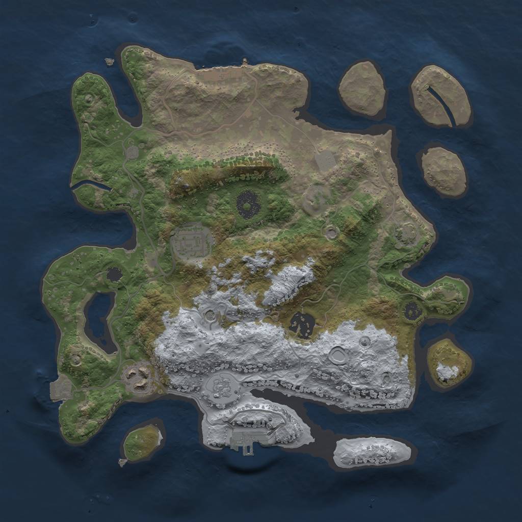 Rust Map: Procedural Map, Size: 3000, Seed: 541437552, 11 Monuments